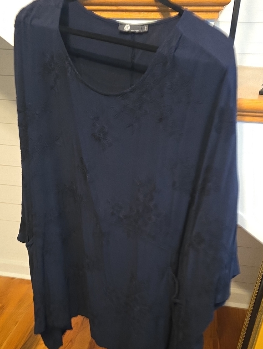 Black Embroidered Women's Tunic Top